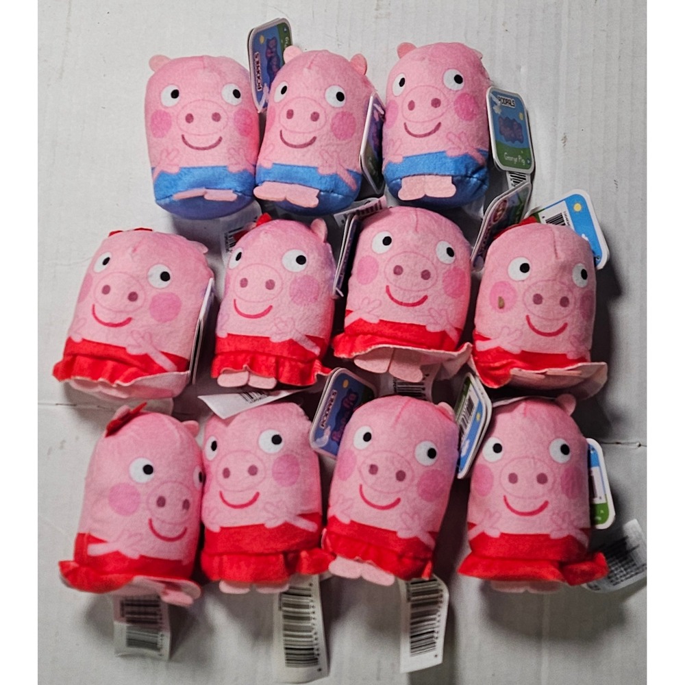 Peppa Pig Podpals Mini Plush 11 Piece Lot George & Peppa Pink Red Blue 3" NEW‎